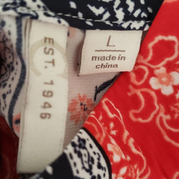 Cato Est. 1946 Sleeveless Blouse Handkerchief Hem sz Large Vintage Quilt Pattern - Picture 10 of 15